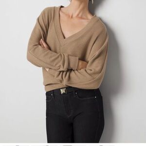 White House Black Market Camel V-Neck Sweater